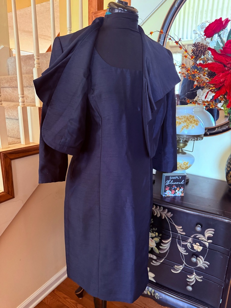 Classic Navy Midi Dress With Coordinating Jacket